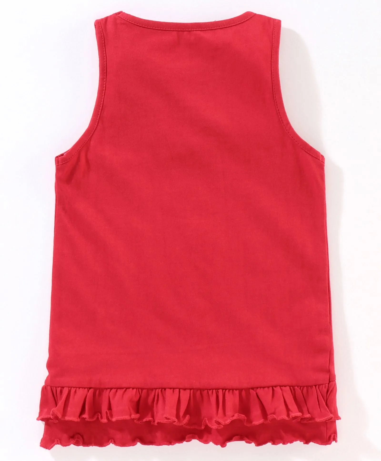 Girls Sleeveless tee with Print and frill hem