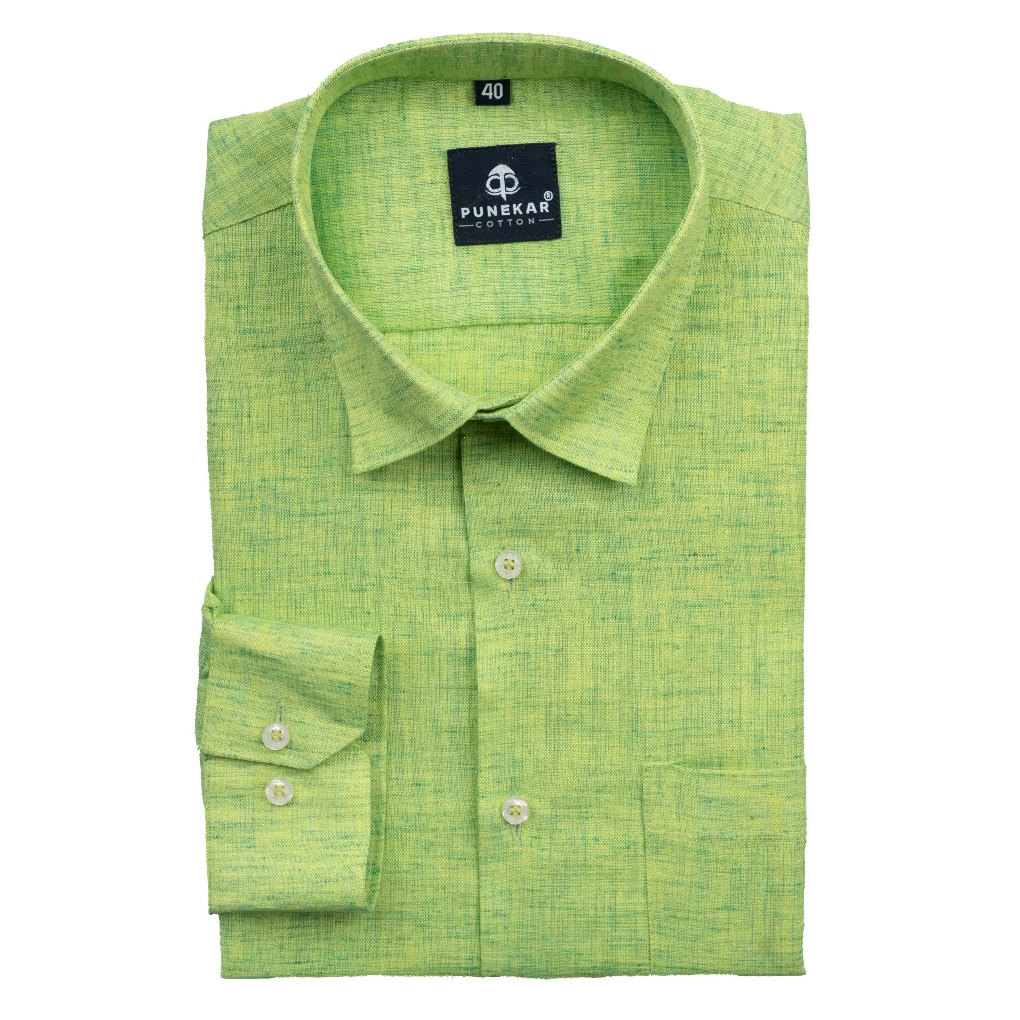 Green Color Poly Cotton Shirt For Men