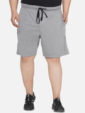 Hanes - Plus Size Men's Grey Cotton Drawstring Sleep Shorts With Logo Waistband 2 Pocket