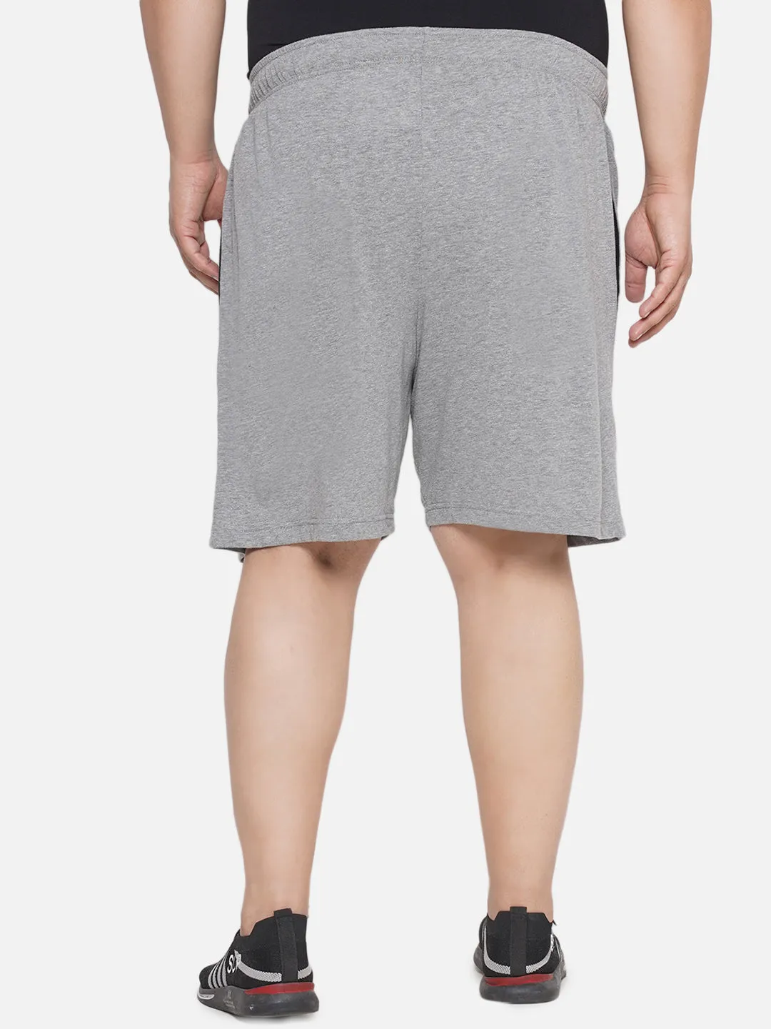 Hanes - Plus Size Men's Grey Cotton Drawstring Sleep Shorts With Logo Waistband 2 Pocket