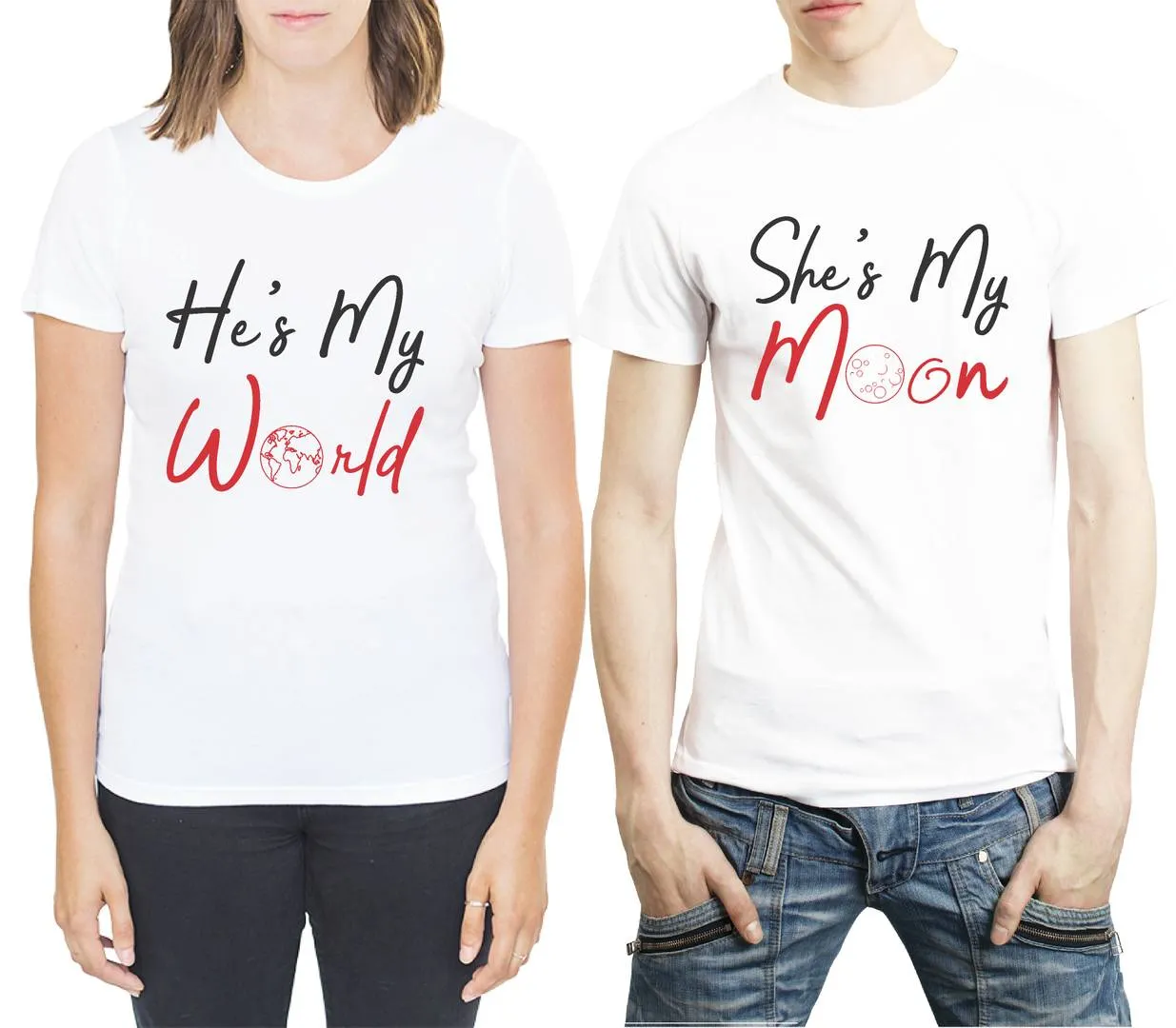 He'S My World She'S My Moon Couple Uniplanet T-Shirt