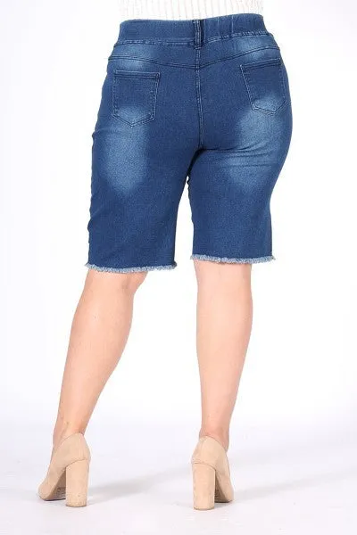 Hi-Waist Distressed Bermuda Short Jeggings