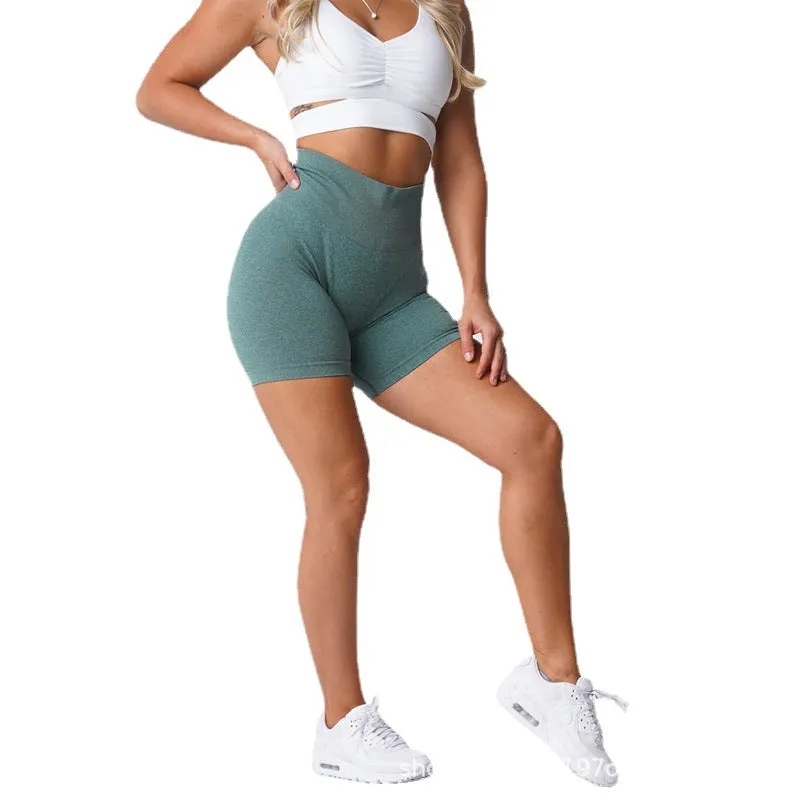 Hzori Camouflage Seamless Yoga Shorts Women's Stretch Quick-Drying Breathable Knee Length Pants Pro Shorts