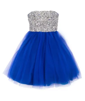 Jovani Juniors Royal Blue Ulla Crystal Tulle Dress