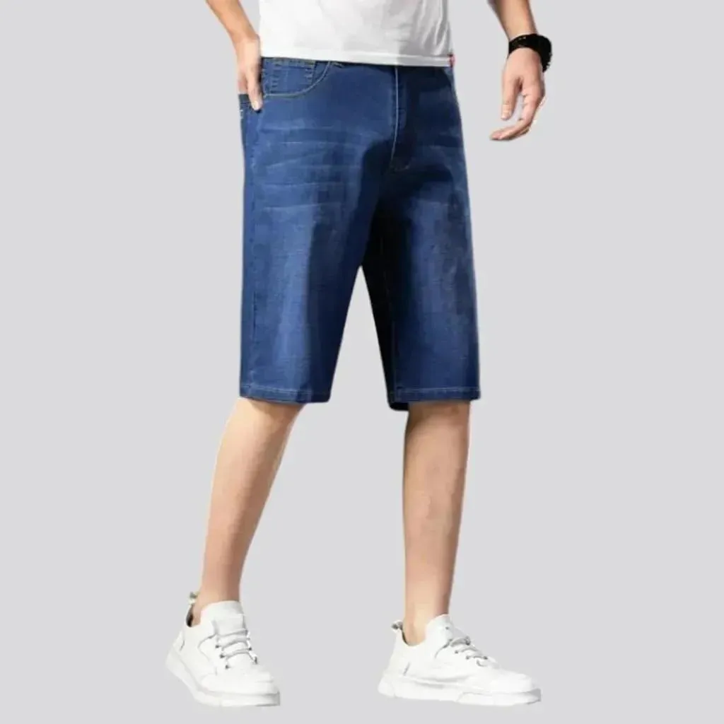 Knee-length men's jean shorts