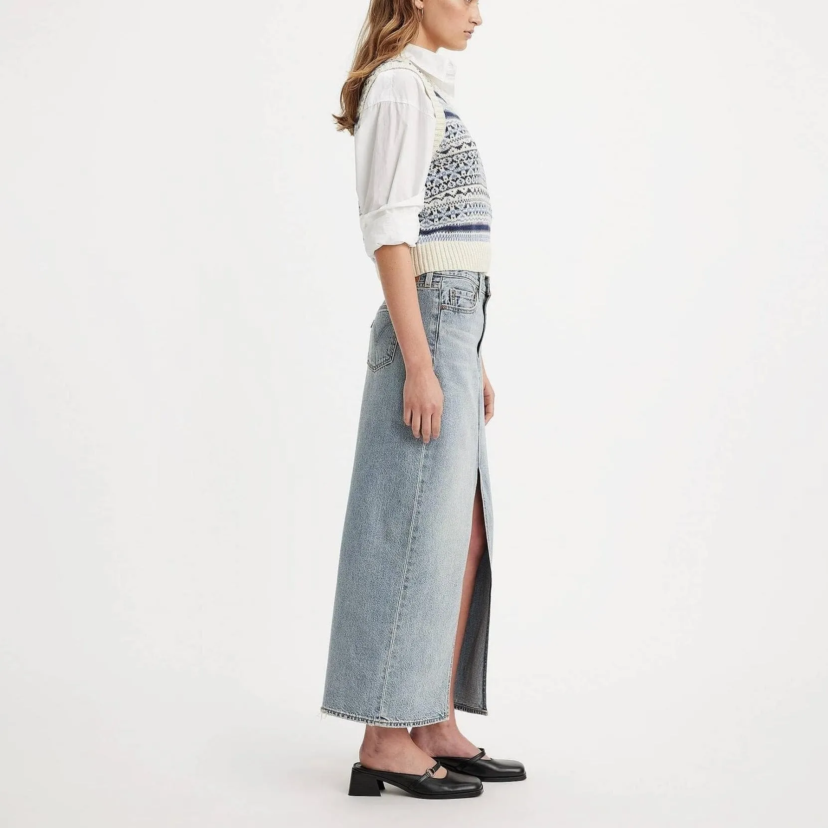 Levi's Ankle Column Skirt Please Hold in Blue