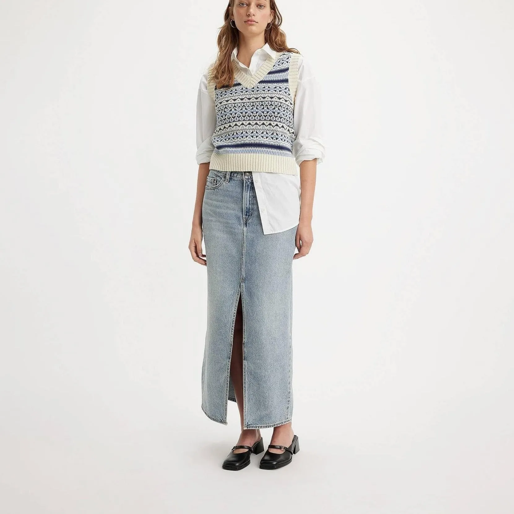 Levi's Ankle Column Skirt Please Hold in Blue