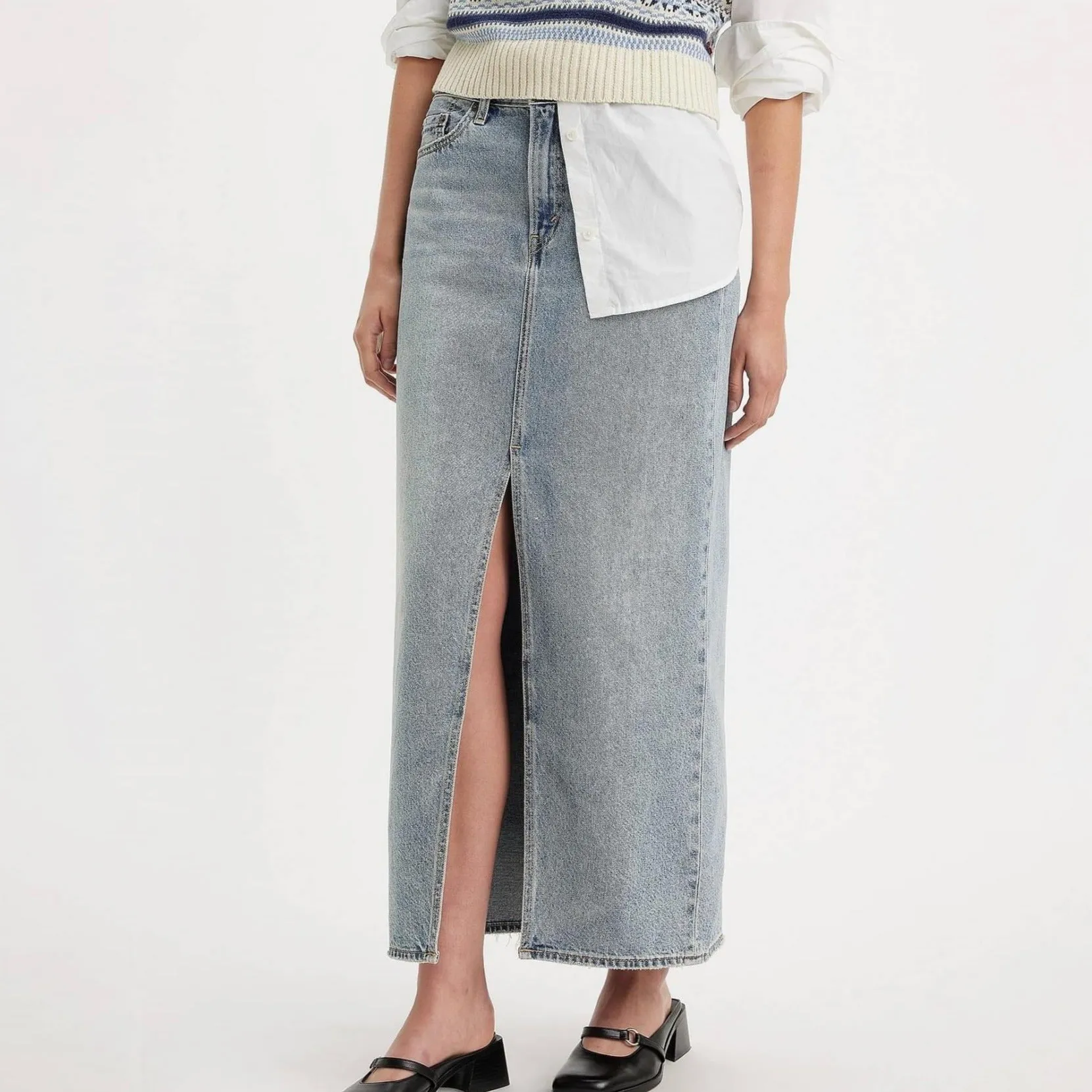 Levi's Ankle Column Skirt Please Hold in Blue