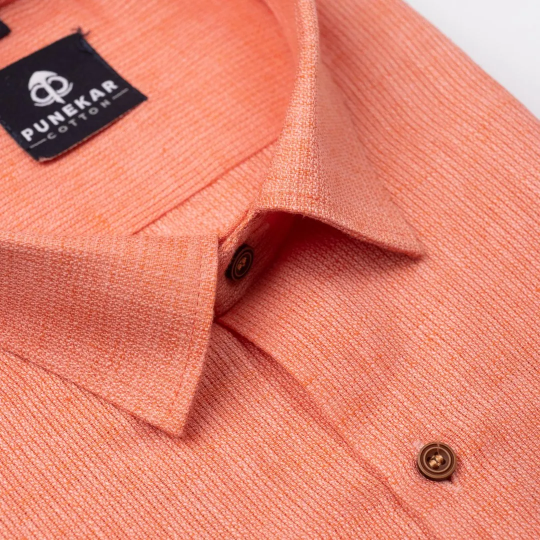 Light Orange Color Combed Cotton Shirts For Men