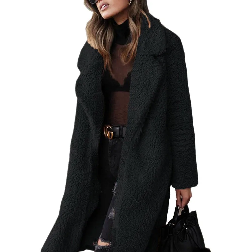 Long Sleeve Lapel Women's Plush Coat