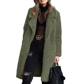 Long Sleeve Lapel Women's Plush Coat