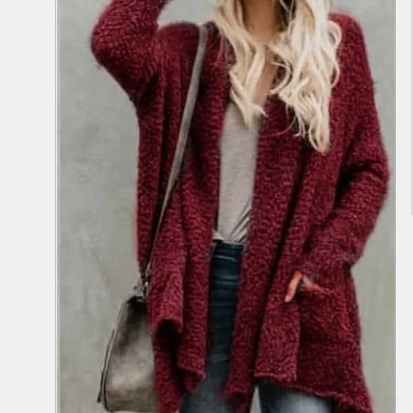 Long Sleeve Women's Plush Cardigan Coat