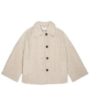 Malt Cropped Plush Car Coat