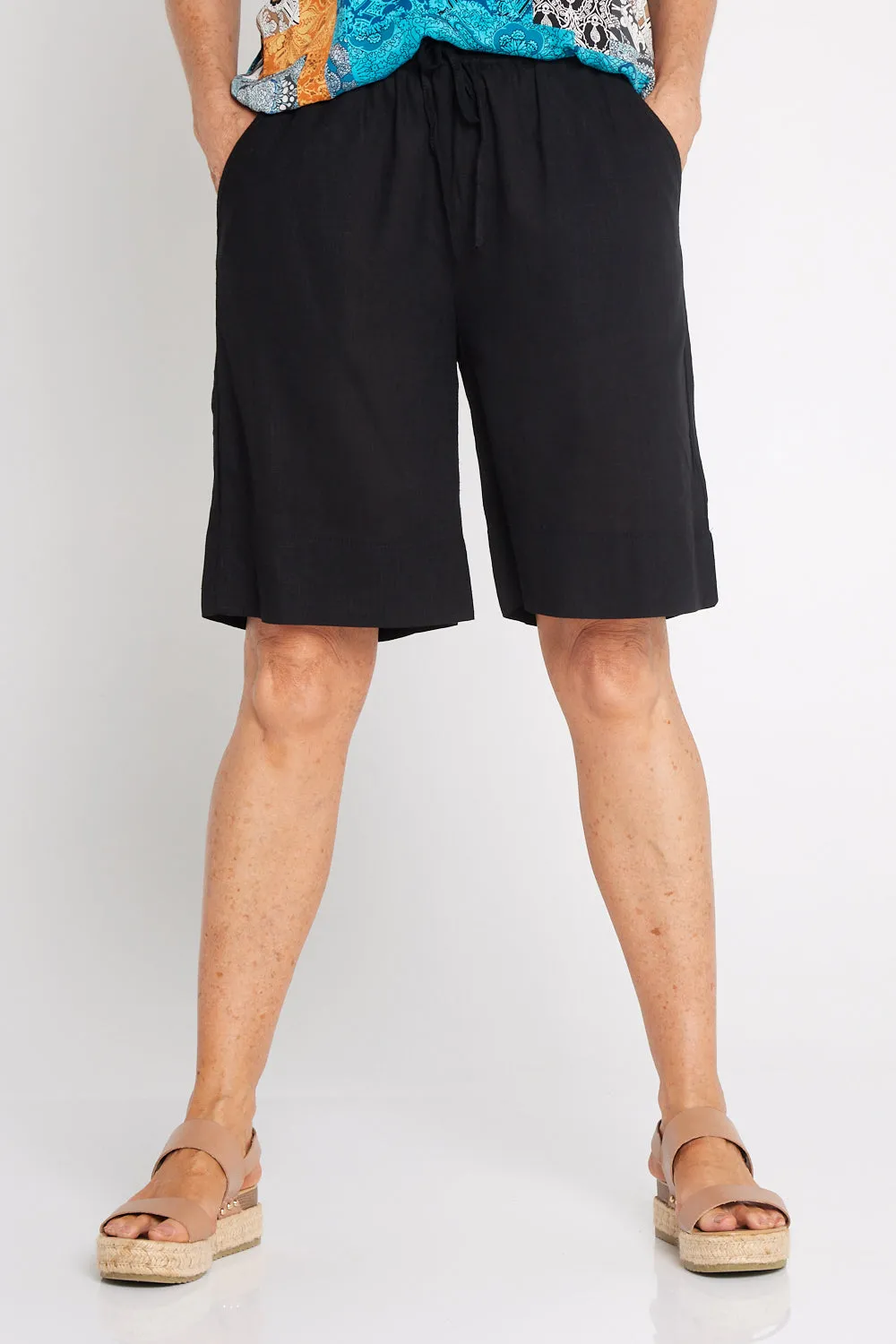 Marissa Cotton & Linen Shorts - Black