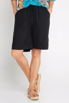 Marissa Cotton & Linen Shorts - Black