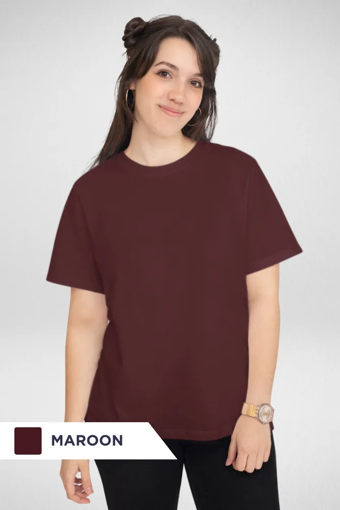 Maroon and Beige Plain T-shirts Combo for Women