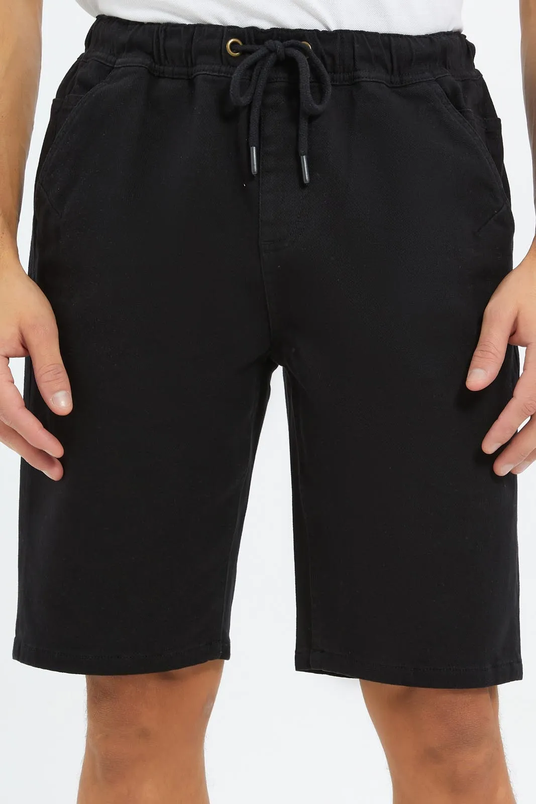 Men Black Knee Length Shorts