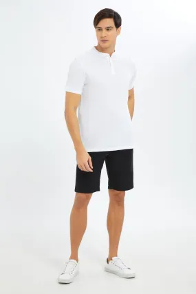 Men Black Knee Length Shorts