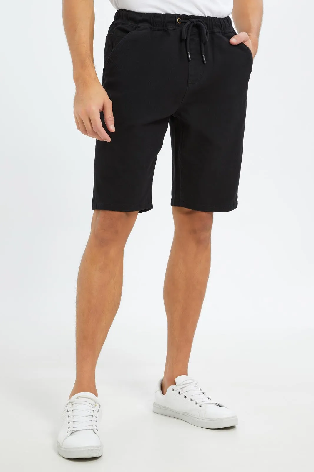 Men Black Knee Length Shorts