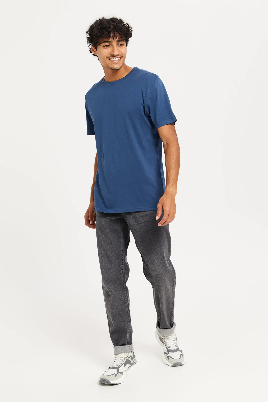 Men Blue Basic T-Shirt