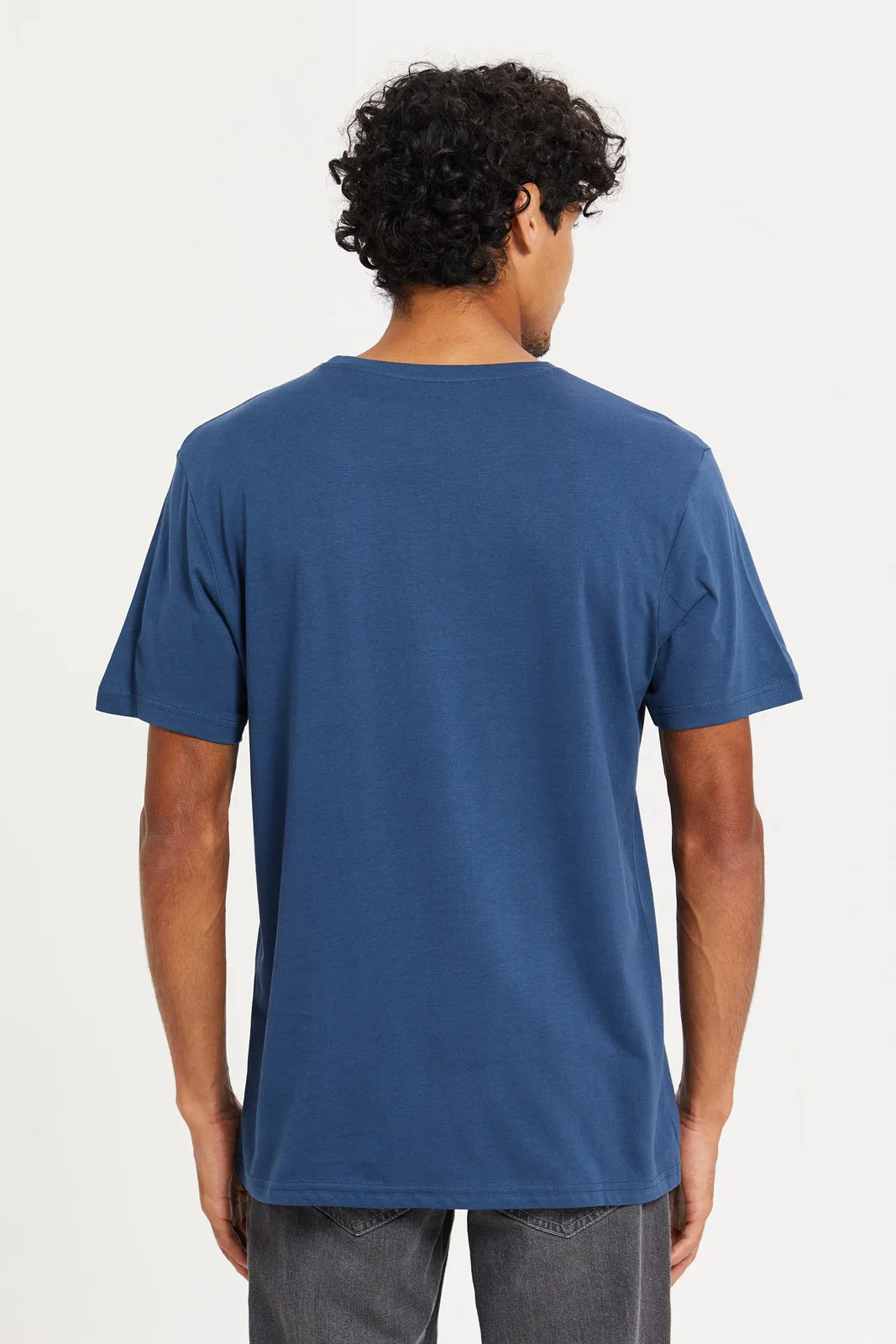 Men Blue Basic T-Shirt