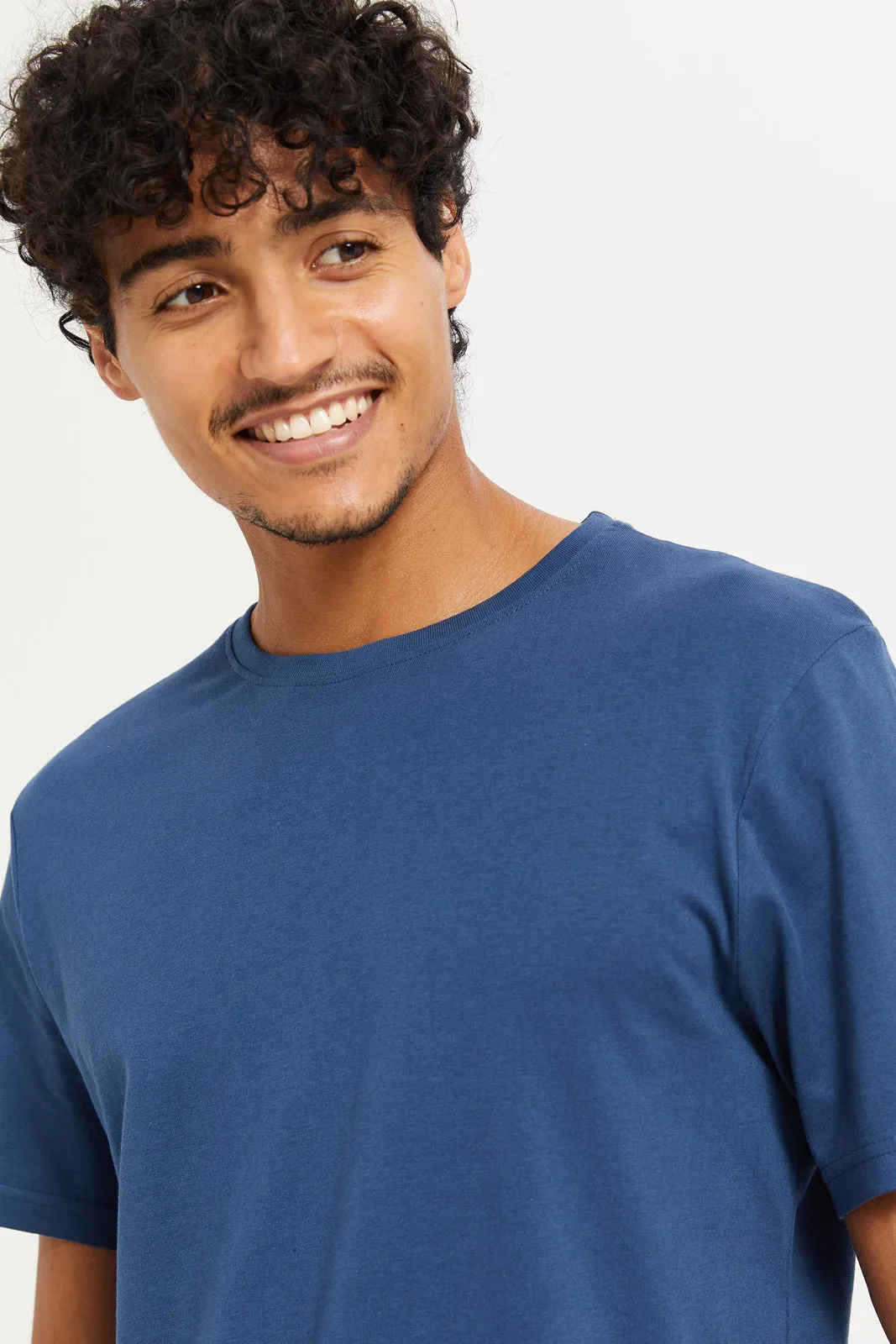 Men Blue Basic T-Shirt