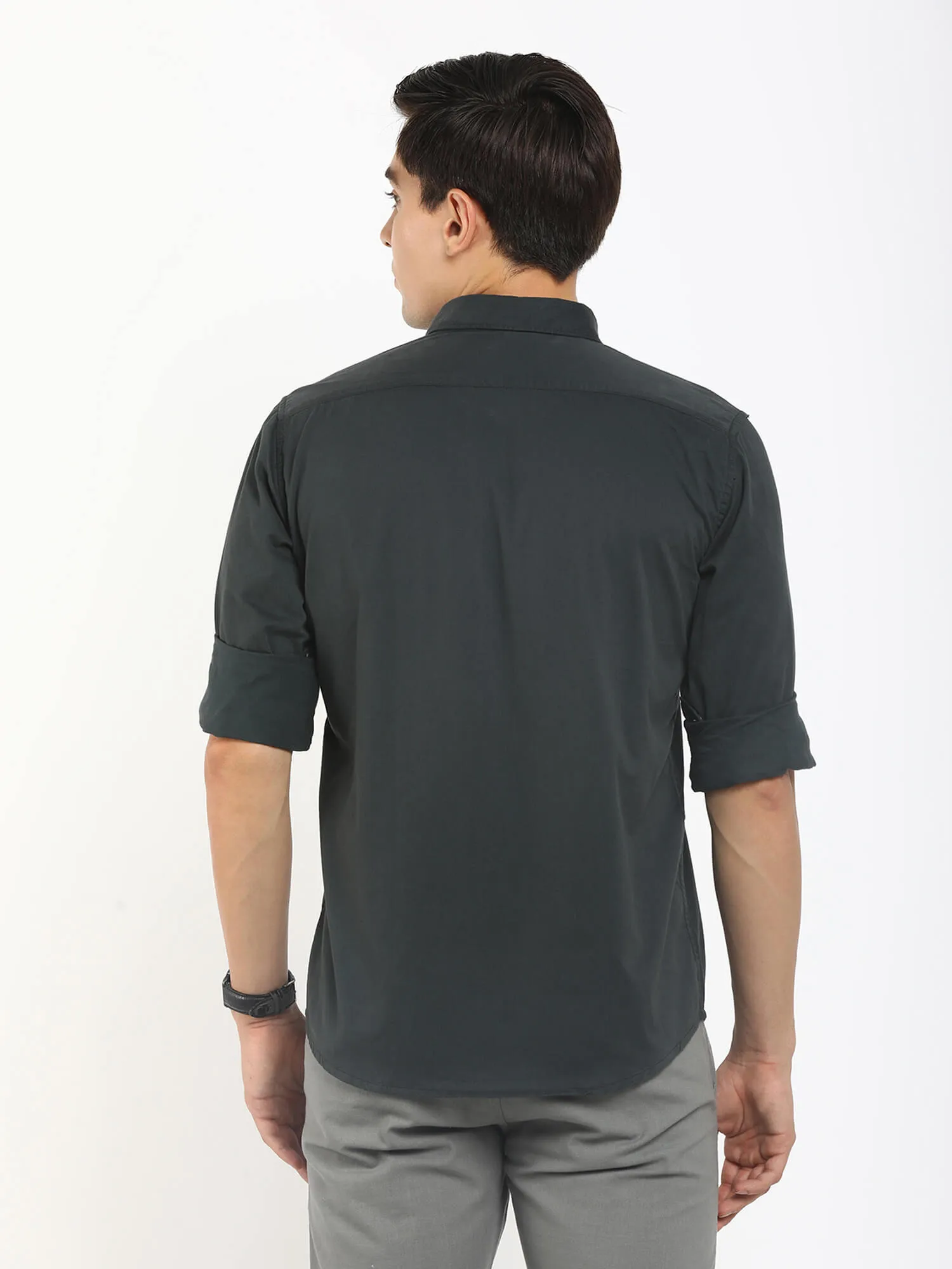 Men Green Solid Shirt (GBMNR 3004)