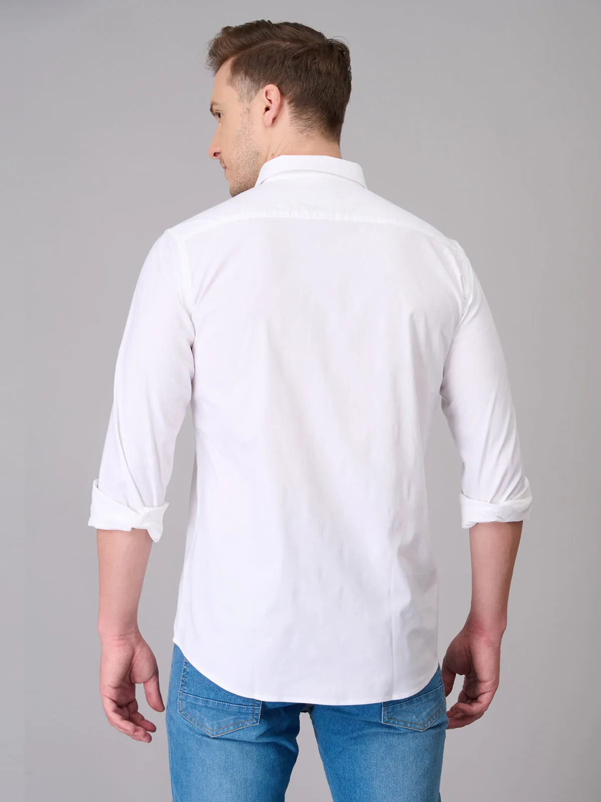 Men White Formal Cotton Shirt (GBHM23ED13)