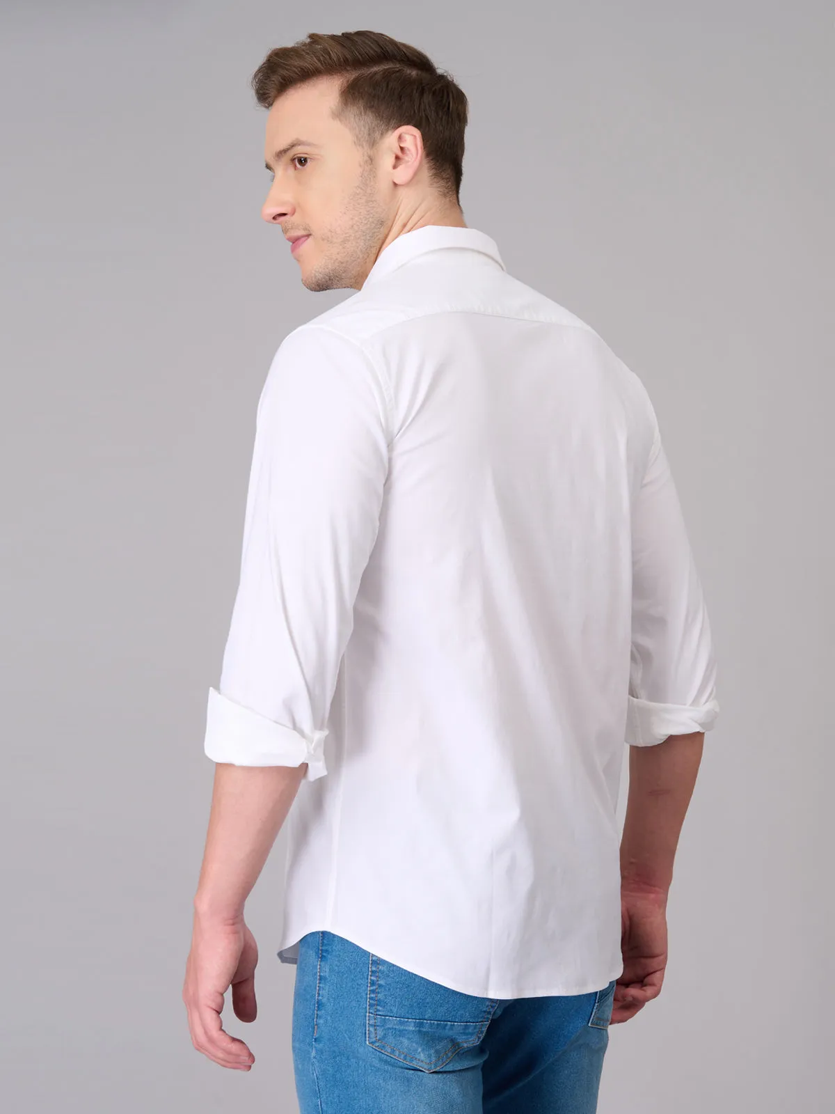 Men White Formal Cotton Shirt (GBHM23ED13)