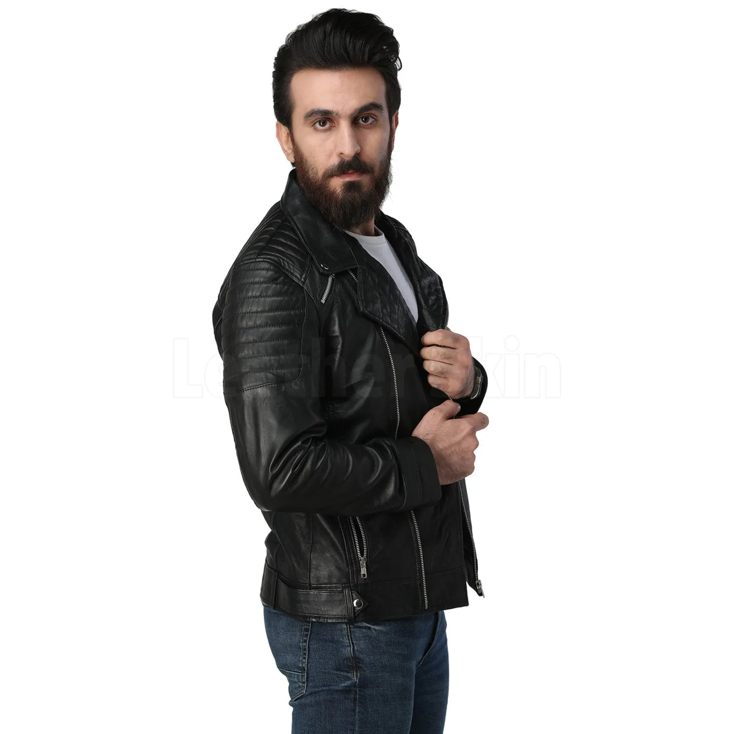 Men's Black Biker Leather Jacket