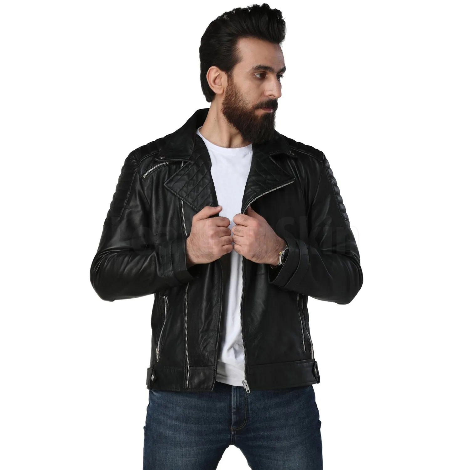 Men's Black Biker Leather Jacket