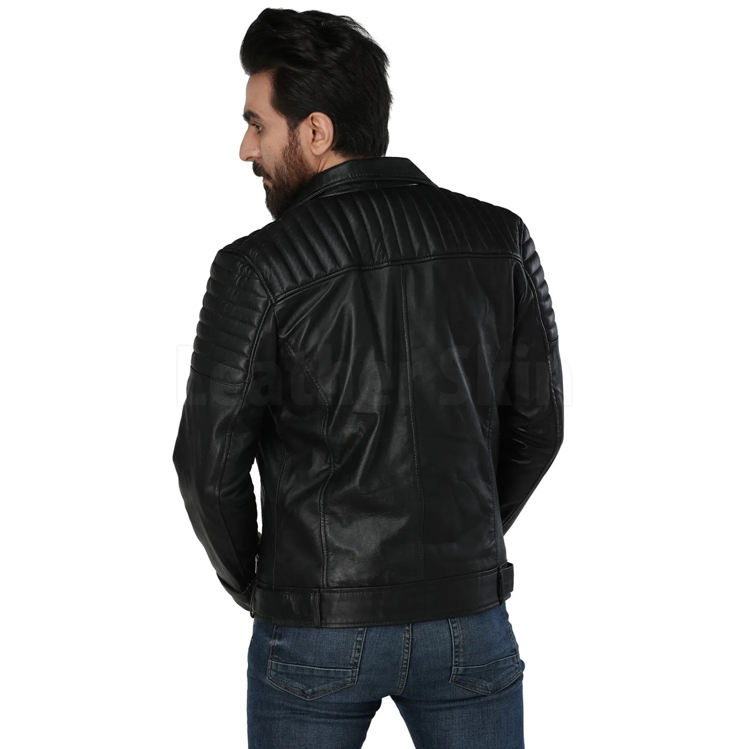 Men's Black Biker Leather Jacket