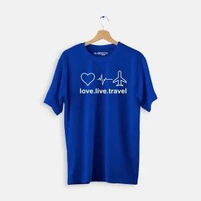 Men's Blue Love Live Printed Cotton Round Neck Tees