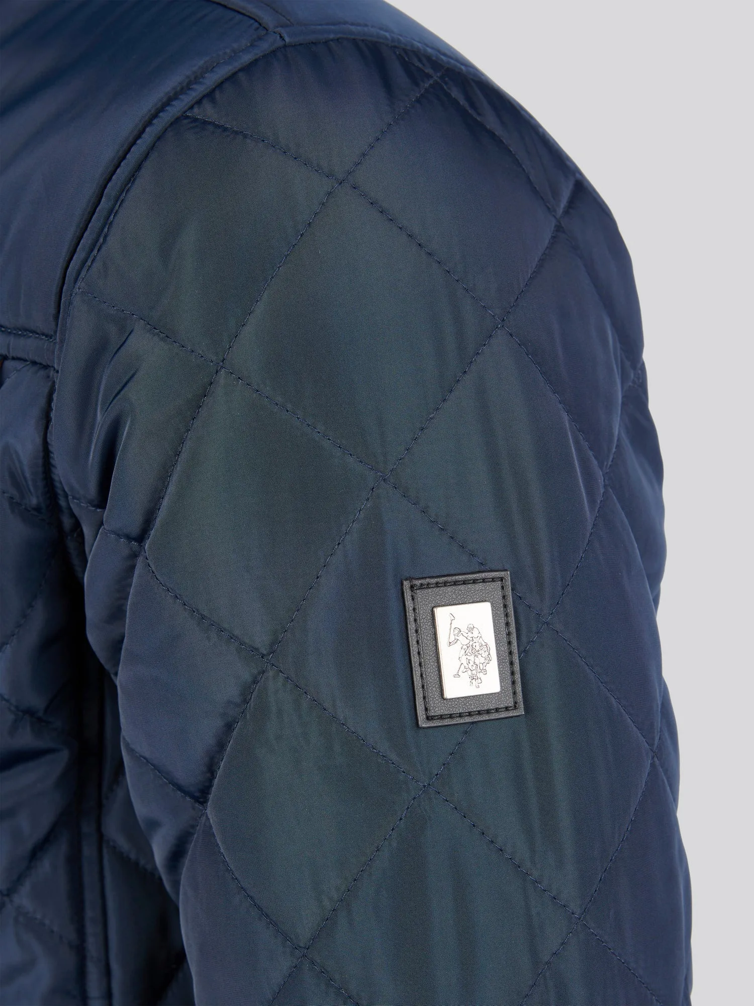 Mens Diamond Quilted Funnel Jacket in Dark Sapphire Navy