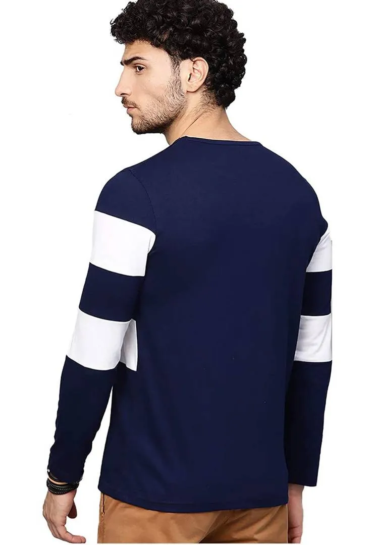 Men's Multicoloured Polycotton Striped Round Neck Tees