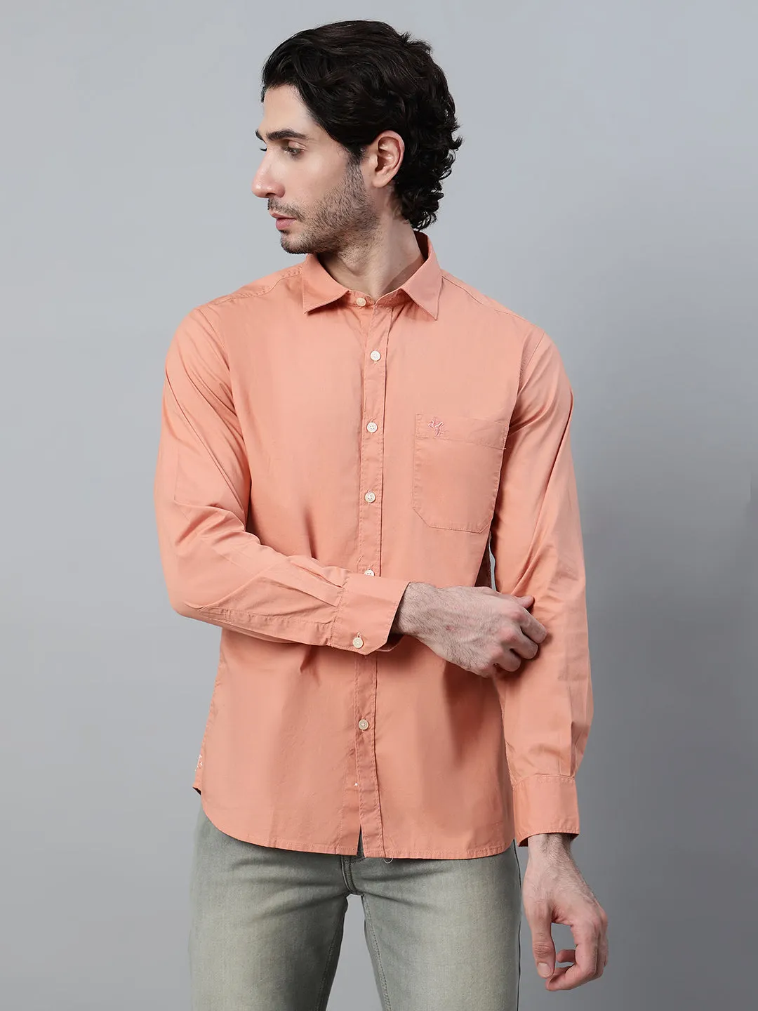 Men's Rust  Casual Plain Full Sleeve Shirt