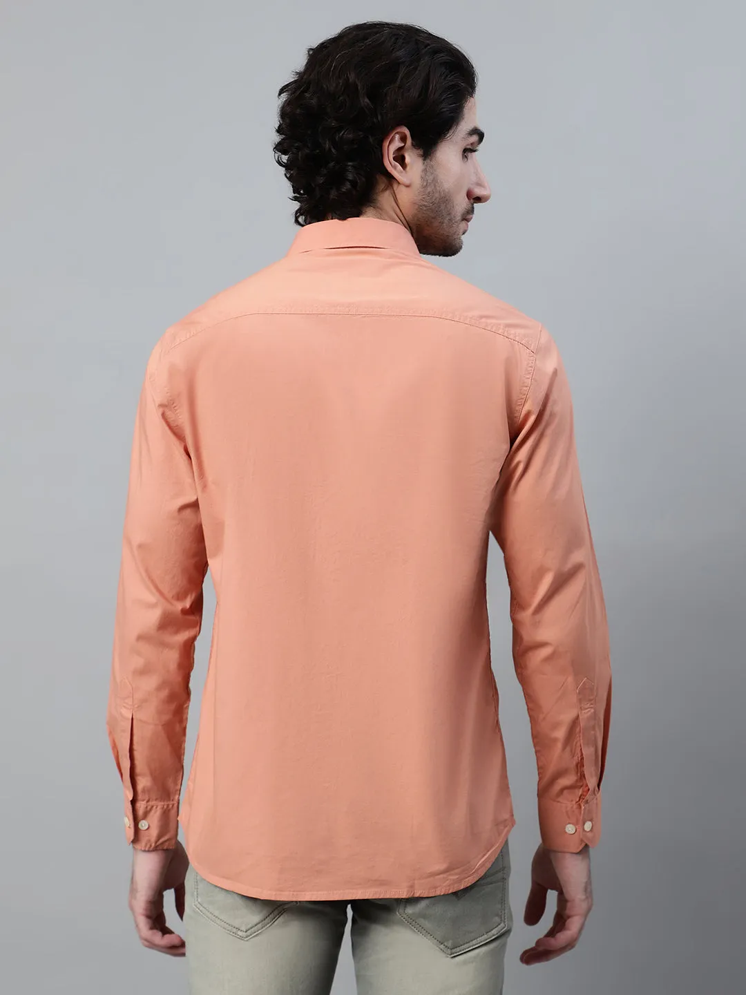 Men's Rust  Casual Plain Full Sleeve Shirt