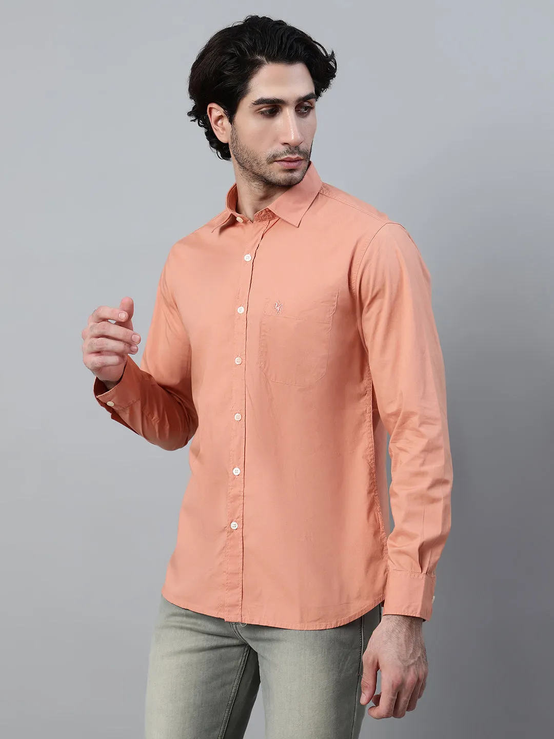 Men's Rust  Casual Plain Full Sleeve Shirt