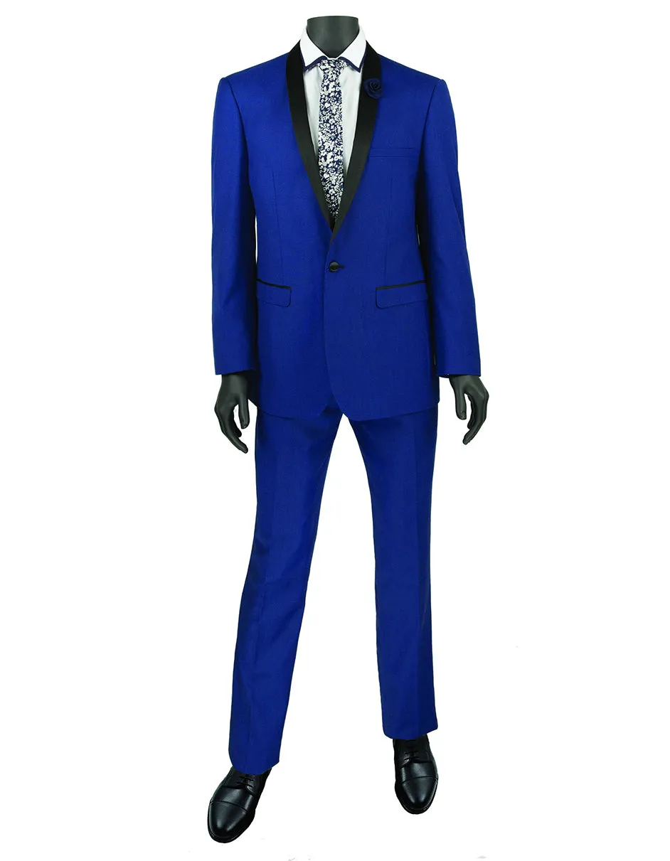 Mens Slim Fit Shawl Tuxedo in Blue