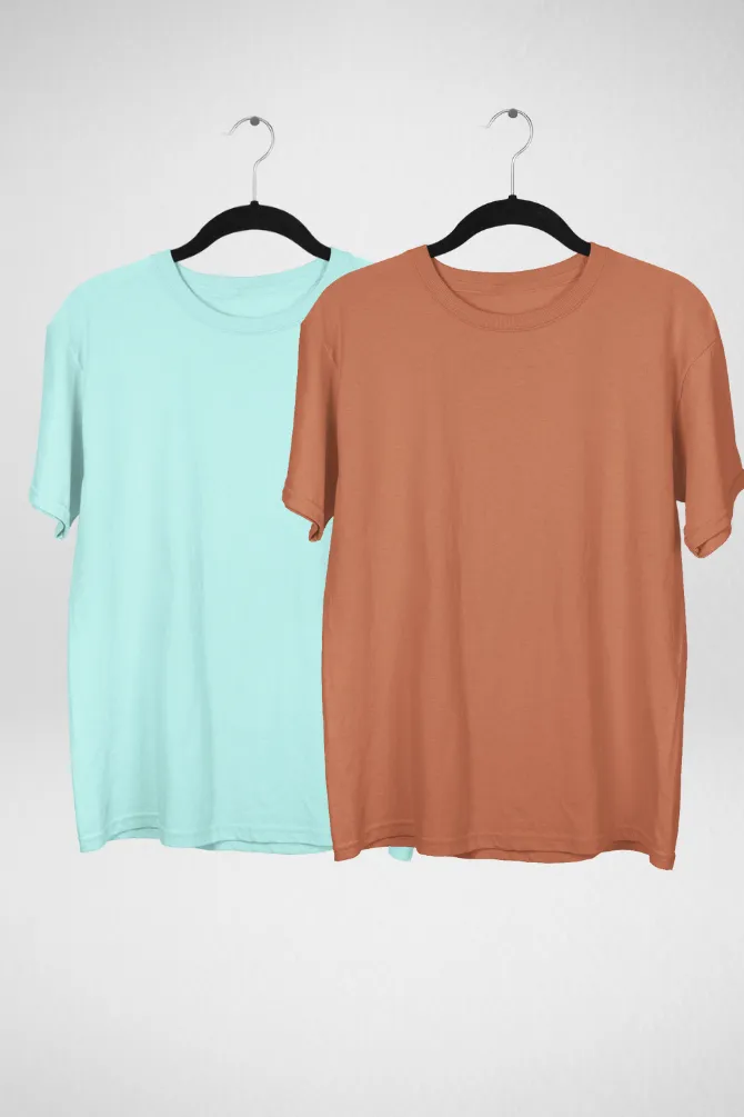 Mint and Coral Oversized T-Shirts Combo for Men