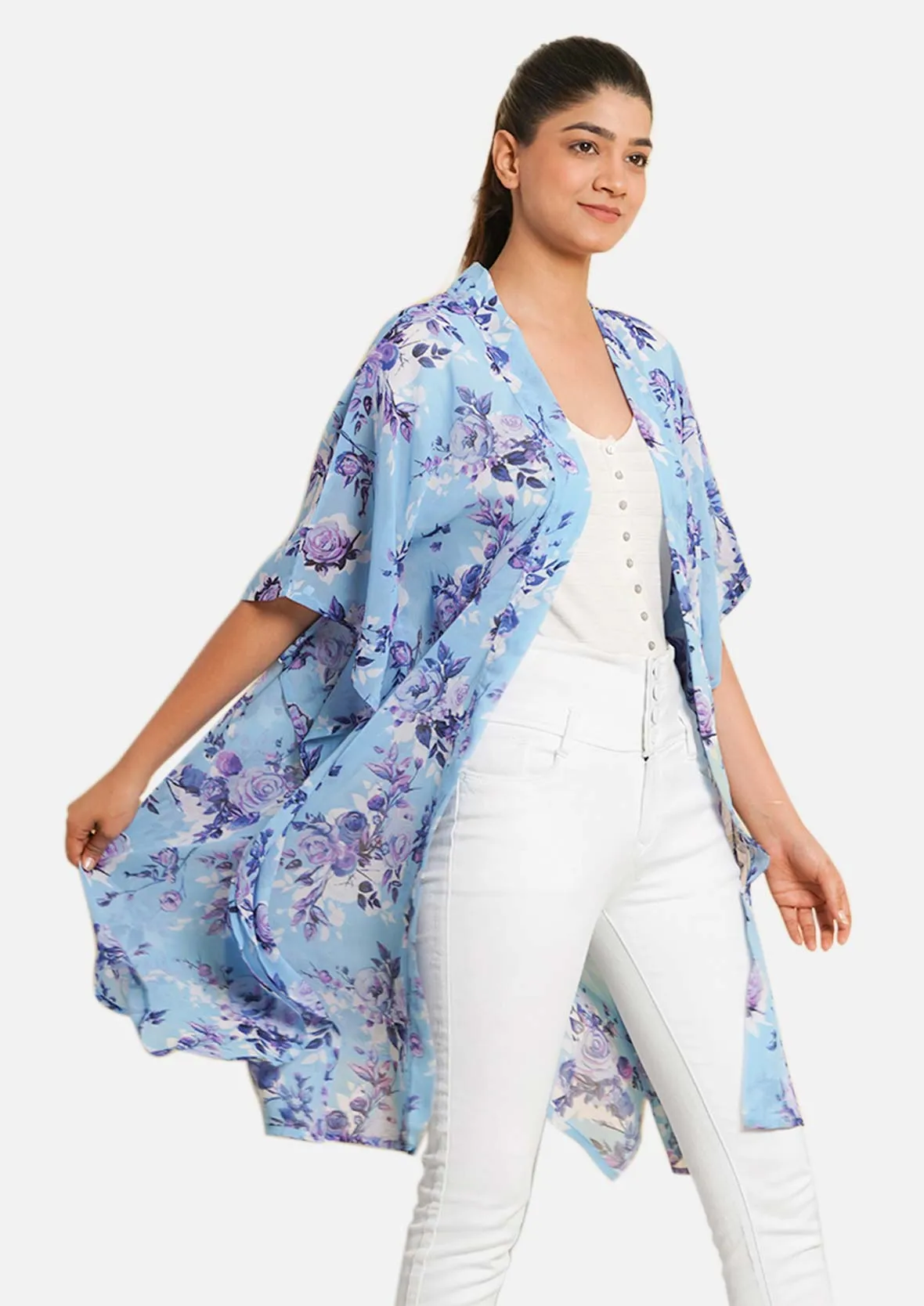 Multi Floral Open Front Kimono