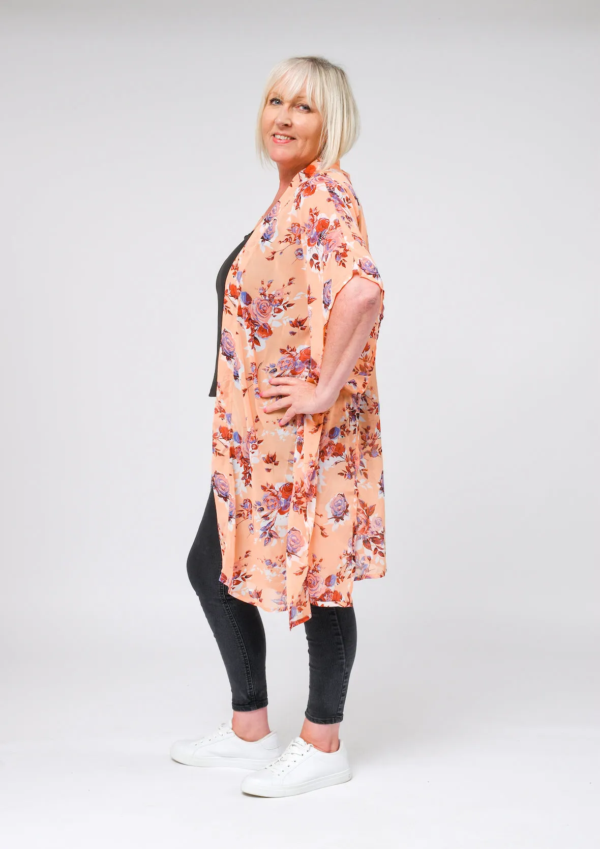 Multi Floral Open Front Kimono