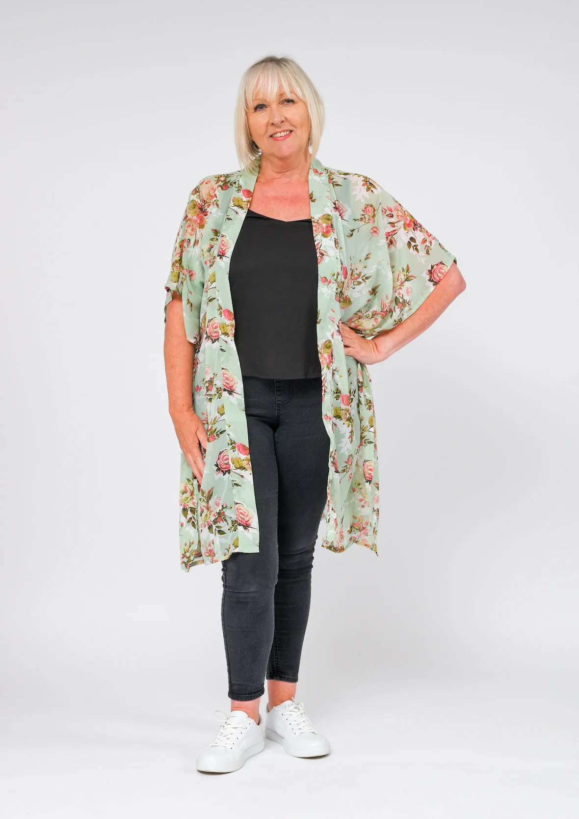 Multi Floral Open Front Kimono