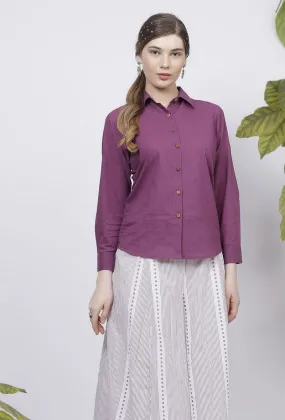 Purple Plain Cotton Shirt