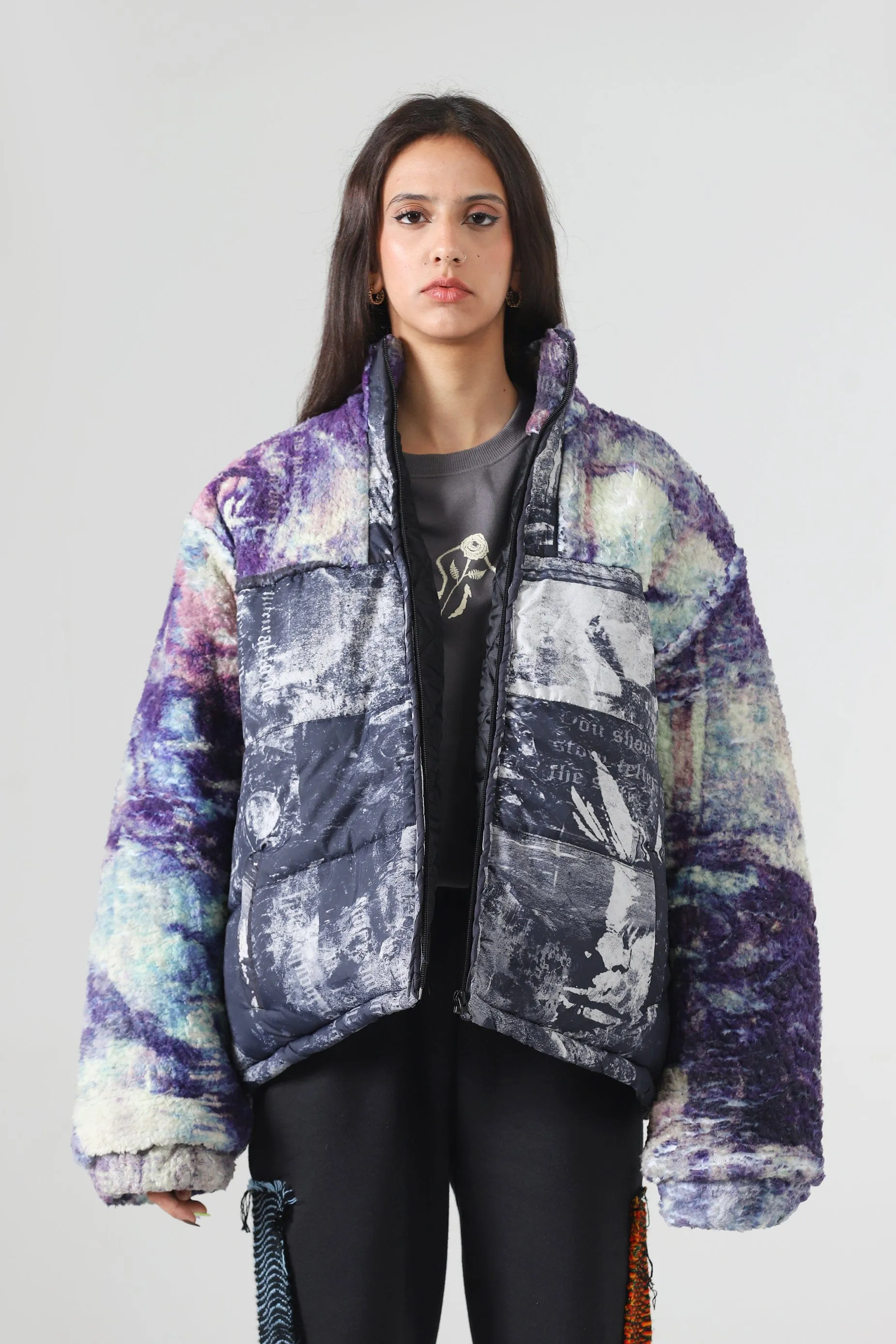 "SANDMAN" PRINTED SHERPA PUFFER JACKET