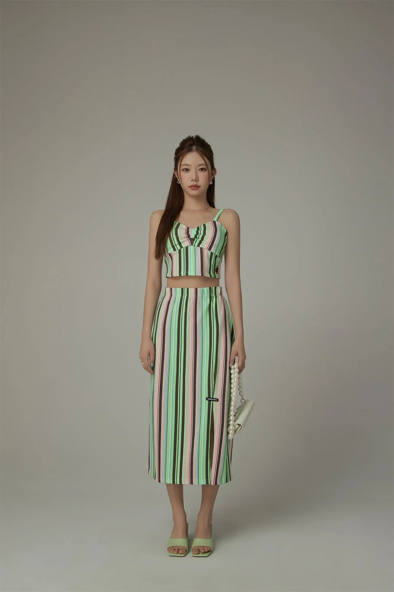 Rainbow Stripes Contrast Long Skirt