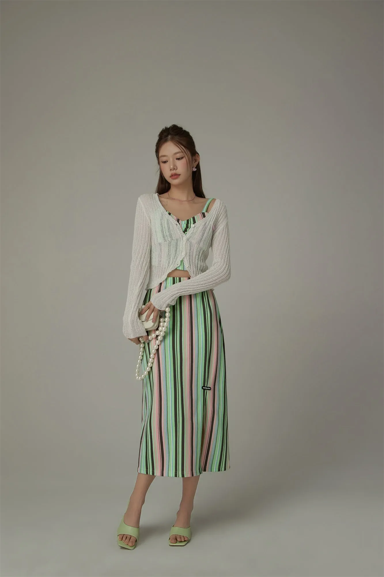 Rainbow Stripes Contrast Long Skirt