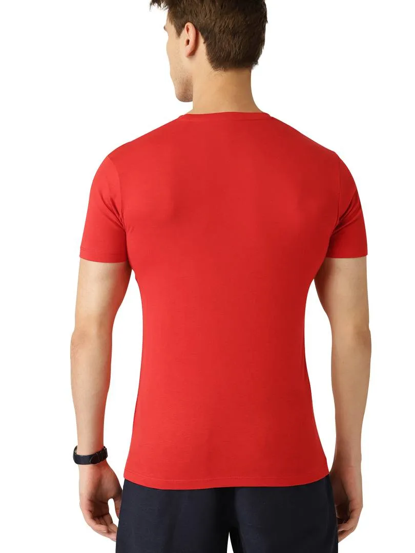 Red Printed Cotton Round Neck T-Shirt