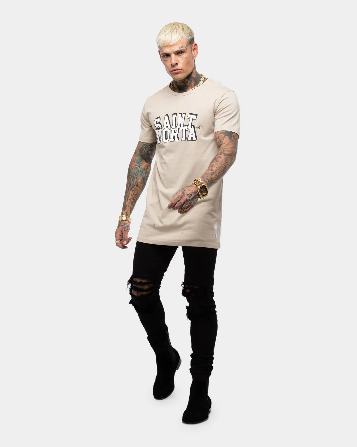 Saint Morta Varsity Round Neck Short Sleeve T-Shirt Stone