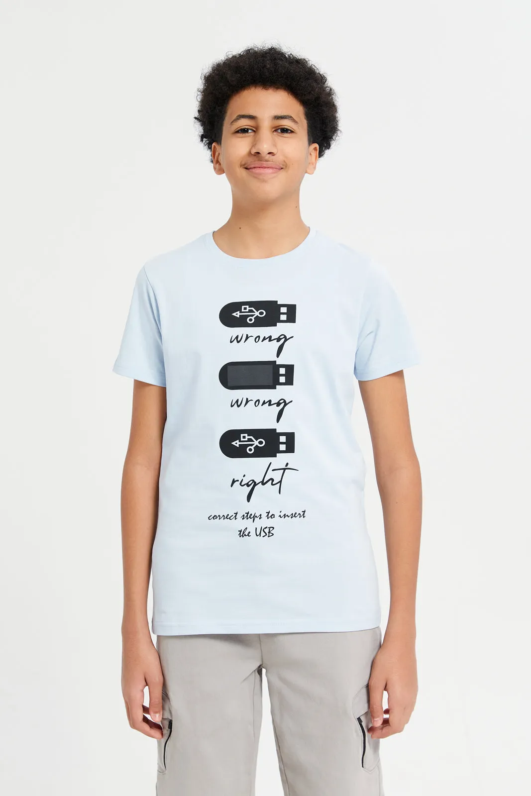 Senior Boys Blue Graphic T-Shirt